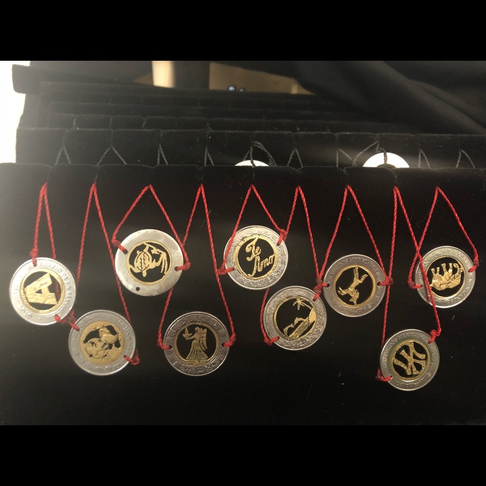 Coin craft as pendants. Handmade.